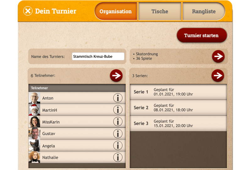 Skat Turnier Organisation